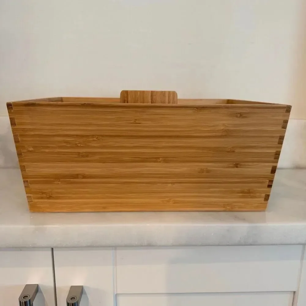 IKEA Variera Bamboo Wood Carrier Caddy Box With Handle 21386 Tan OS